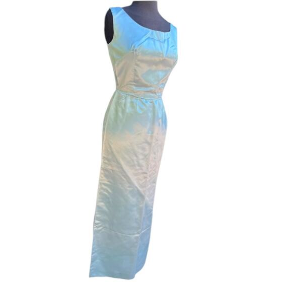 Vtg 60s Lace Top Satin Wiggle Coquette Romantic Maxi Dress Size XS Fairy Tale - Picture 5 of 8